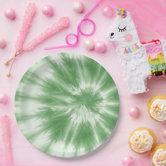 Eetherische echo's: zacht groen Stropdas-kleurstof Papieren Bordje (Feest)