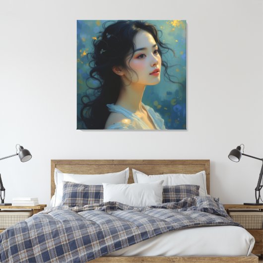 Eetherische elegantie - De vrouw van het mysterie Canvas Afdruk (Insitu (Slaapkamer))