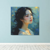 Eetherische elegantie - De vrouw van het mysterie Canvas Afdruk (Insitu (Houten vloer))