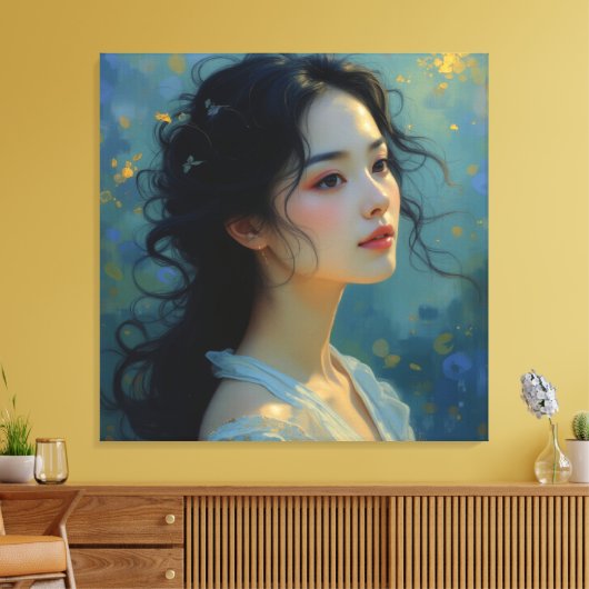 Eetherische elegantie - De vrouw van het mysterie Canvas Afdruk (Insitu (Woonkamer))