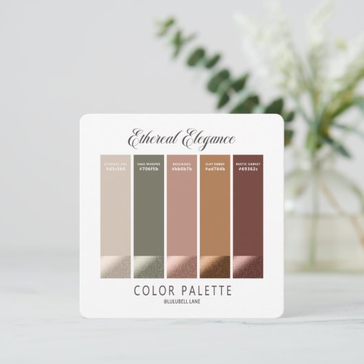 Eetherische Elegantie Herfst Bruiloftskleur Palet  Kaart (Staand voorkant)