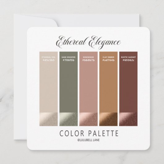 Eetherische Elegantie Herfst Bruiloftskleur Palet  Kaart (Voorkant)