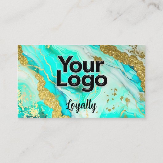 Eetherische Elegantie Turquoise Geode Logo Informatiekaartje (Achterkant)