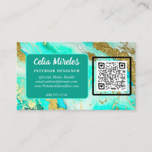 Eetherische Elegantie Turquoise Geode Logo QR Code Informatiekaartje