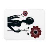 Eetherische elegantie – Vrouw & Bloemen Magneet (Horizontaal)
