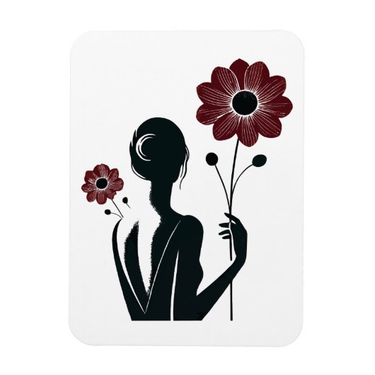 Eetherische elegantie – Vrouw & Bloemen Magneet (Verticaal)
