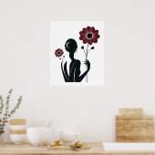 Eetherische elegantie – Vrouw & Bloemen Poster (Keuken)