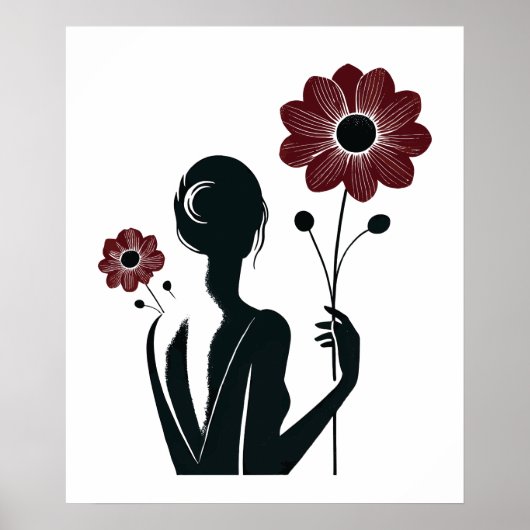 Eetherische elegantie – Vrouw & Bloemen Poster (Voorkant)