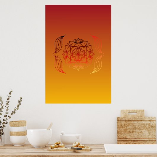 Eetherische Embers – rood en Oranje bloemontwerp Poster (Keuken)