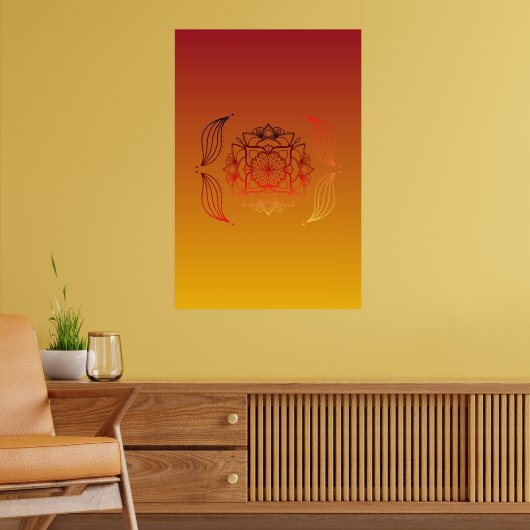 Eetherische Embers – rood en Oranje bloemontwerp Poster (Woonkamer 2)