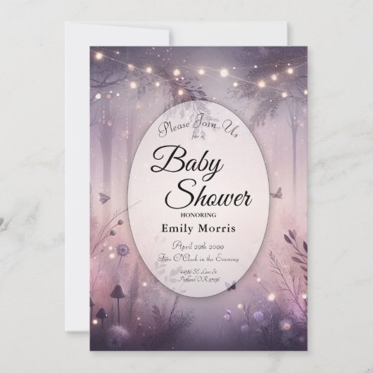 Eetherische Fairy Lights Forest Baby shower Kaart (Voorkant)