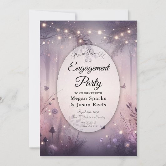 Eetherische Fairy Lights Forest Engagement Party Kaart (Voorkant)
