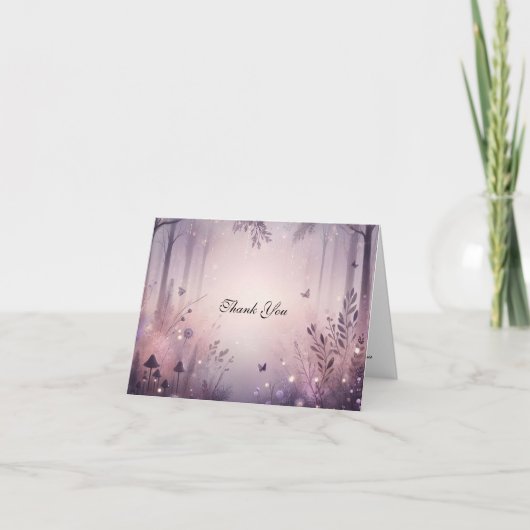 Eetherische Fairy Lights Forest Wedding Bedankkaart (Voorkant)