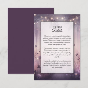Eetherische Fairy Lights Forest Wedding Informatiekaartje