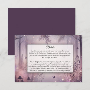 Eetherische Fairy Lights Forest Wedding Informatiekaartje