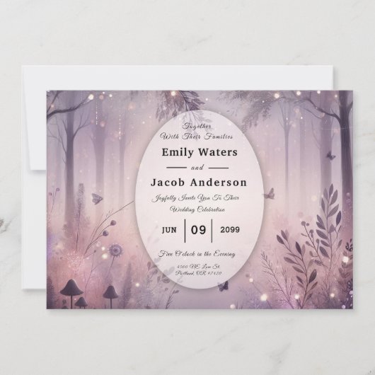 Eetherische Fairy Lights Forest Wedding Kaart (Voorkant)