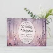 Eetherische Fairy Lights Forest Wedding Kaart (Staand voorkant)
