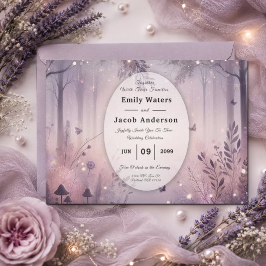 Eetherische Fairy Lights Forest Wedding Kaart