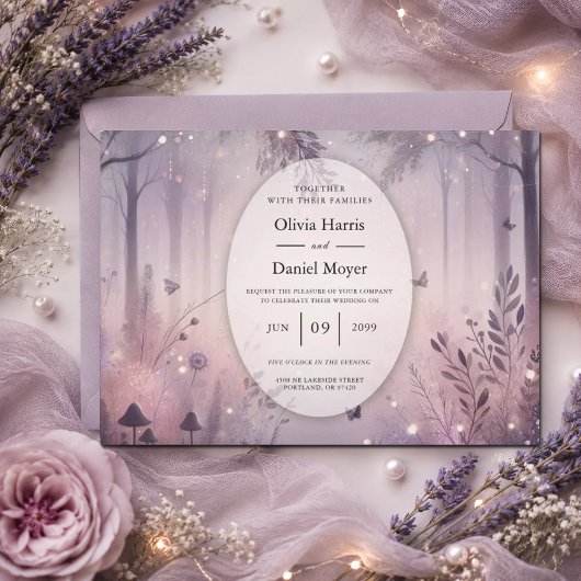 Eetherische Fairy Lights Forest Wedding Kaart