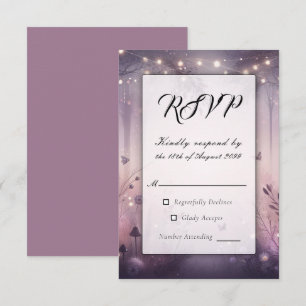 Eetherische Fairy Lights Forest Wedding RSVP Kaartje