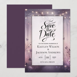 Eetherische Fairy Lights Forest Wedding Save The Date