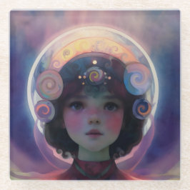 Eetherische fantasie Hemelse Kind Droomwachter Glazen Onderzetter