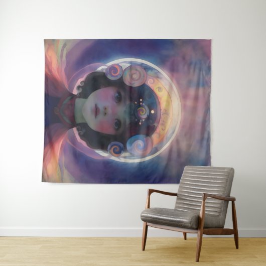 Eetherische fantasie Hemelse Kind Droomwachter Wandkleed (In Situ (horizontaal))