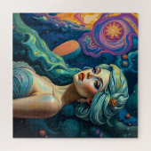 Eetherische fantasie vrouw met vloeiend haar legpuzzel (Horizontaal)