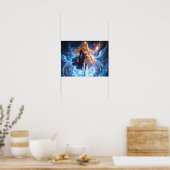 Eetherische Flame Frost meisje met vuur en ijs vle Poster (Keuken)