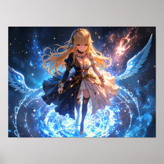 Eetherische Flame Frost meisje met vuur en ijs vle Poster (Voorkant)