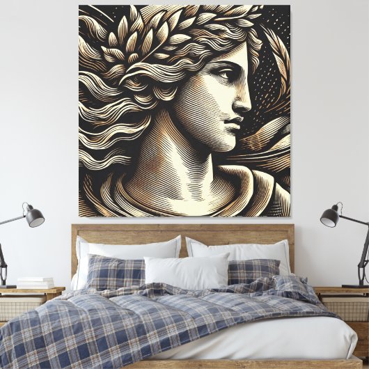 Eetherische godin - gegraveerde houtsnede stijl canvas afdruk (Insitu (Slaapkamer))