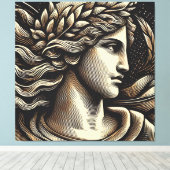 Eetherische godin - gegraveerde houtsnede stijl canvas afdruk (Insitu (Houten vloer))