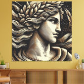 Eetherische godin - gegraveerde houtsnede stijl canvas afdruk (Insitu (Woonkamer))