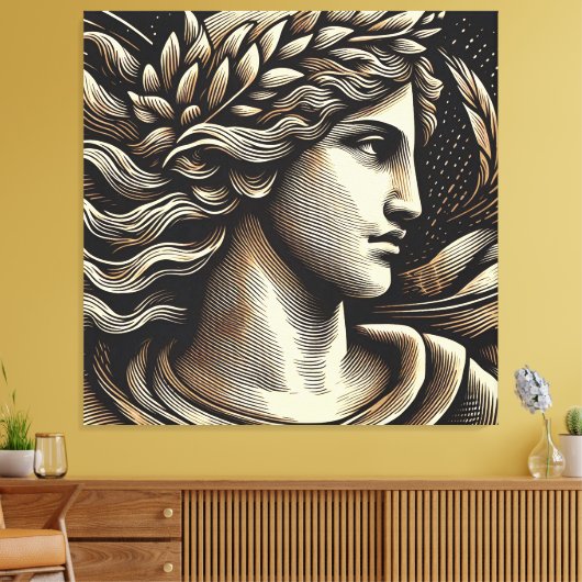 Eetherische godin - gegraveerde houtsnede stijl canvas afdruk (Insitu (Woonkamer))