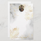 Eetherische gouden lijn Rozen Orthodox Christelijk Briefpapier (Voorkant / Achterkant)