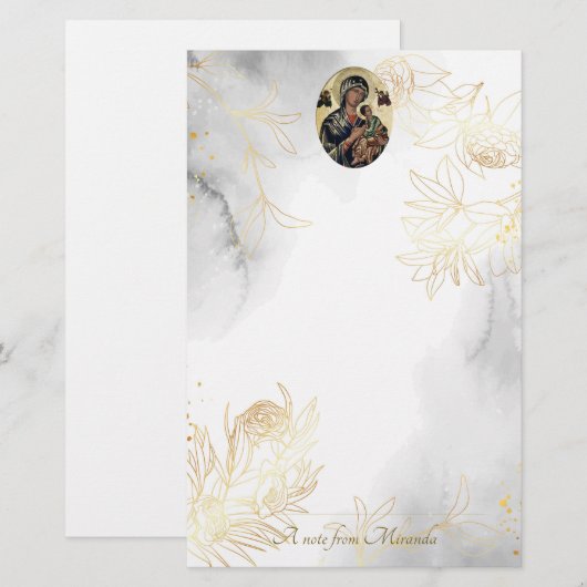 Eetherische gouden lijn Rozen Orthodox Christelijk Briefpapier (Voorkant / Achterkant)