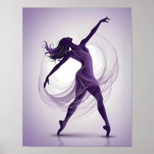 Eetherische Grace Paarse balletdanser in beweging Poster