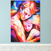 Eetherische Guardian Embrace - Fantasy Glas in loo Canvas Afdruk (Insitu (Houten vloer))