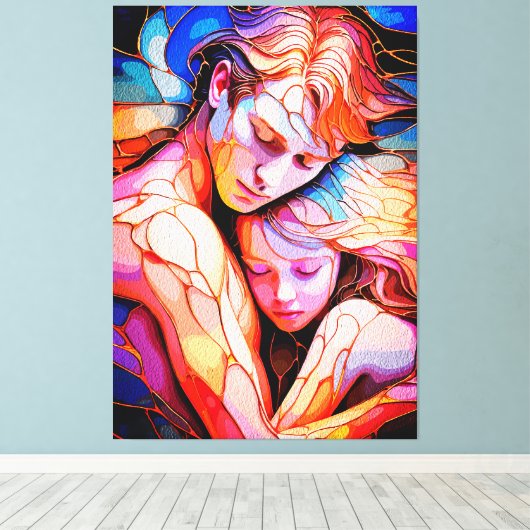 Eetherische Guardian Embrace - Fantasy Glas in loo Canvas Afdruk (Insitu (Houten vloer))