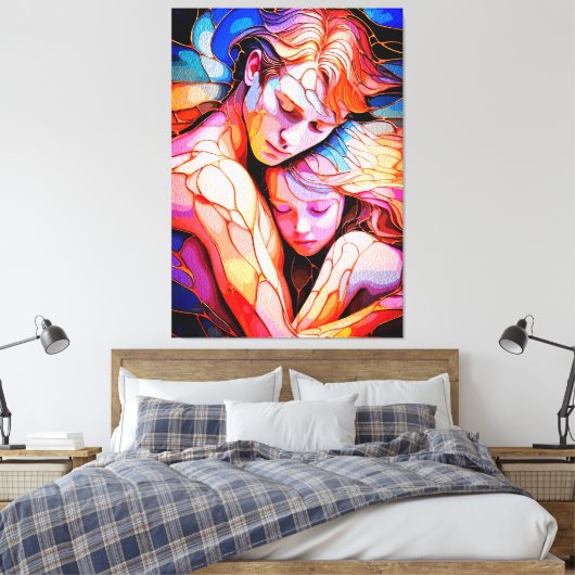 Eetherische Guardian Embrace - Fantasy Glas in loo Canvas Afdruk (Insitu (Slaapkamer))