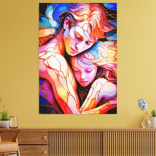 Eetherische Guardian Embrace - Fantasy Glas in loo Canvas Afdruk (Insitu (Woonkamer))