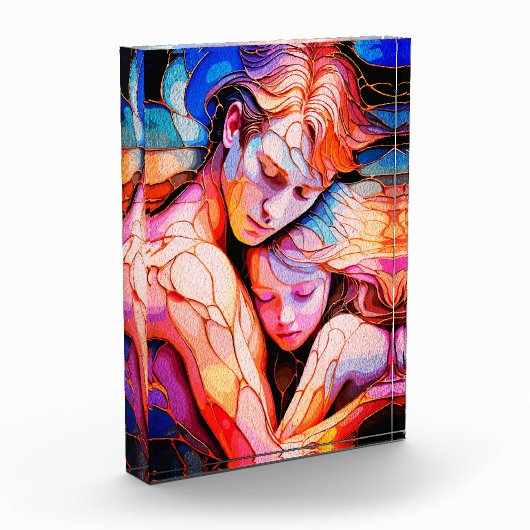 Eetherische Guardian Embrace - Fantasy Glas in loo Fotoblokken (Links)