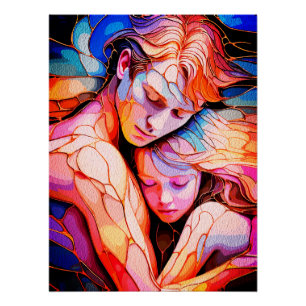 Eetherische Guardian Embrace - Fantasy Glas in loo Perfect Poster