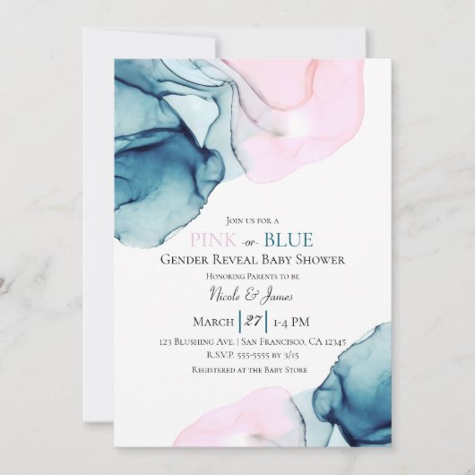 Eetherische Inky Blauwgroen Roze of Blauwe Baby Ge Kaart (Voorkant)