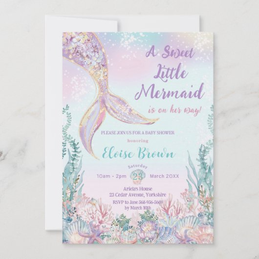 Eetherische kleine zeemeermin meisje Baby shower Kaart (Voorkant)