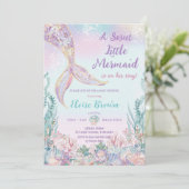 Eetherische kleine zeemeermin meisje Baby shower Kaart (Staand voorkant)