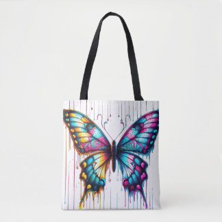 Eetherische kleurenfusie: een vlinder die danst tu tote bag
