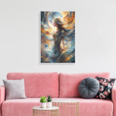 Eetherische kosmische godin Abstracte portretkunst Canvas Afdruk (Insitu (Woonkamer))
