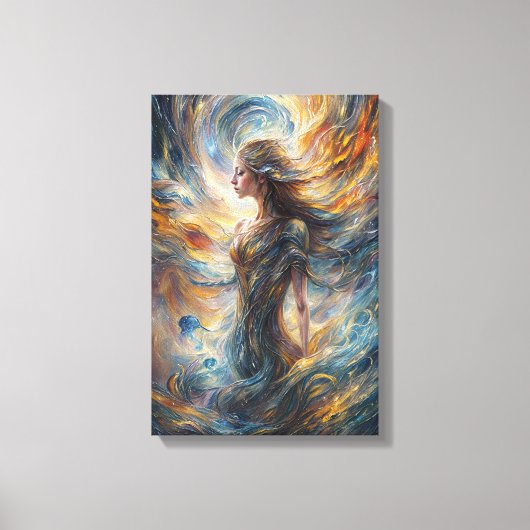 Eetherische kosmische godin Abstracte portretkunst Canvas Afdruk (Voorkant)
