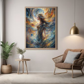 Eetherische kosmische godin Abstracte portretkunst Perfect Poster